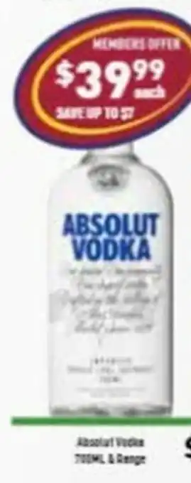 Liquor Legends Absolute Vodka 700mL offer