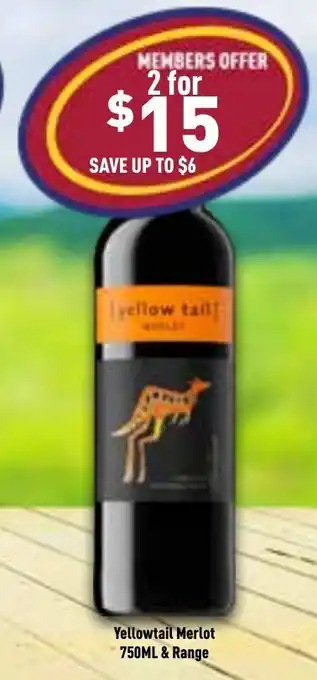 Yellowtail Merlot 750ml & Range