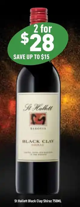 Liquor Legends St Hallett Black Clay Shiraz 750ml offer