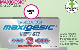 Priceline MAXIGESIC® 12 or 30 Tablets offer
