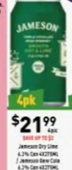 Liquor Legends Jameson Dry Lime 4.3% Can offer