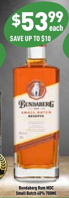 Liquor Legends Bundaberg Rum MDC Small Batch 40% 700ml offer