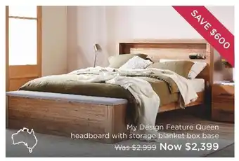 Snooze My Design Feature Queen Headboard with Storage blanket Box Base offer