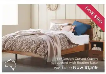 Snooze My Design Curved Queen Headboard with Floating Base offer