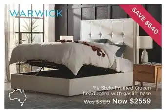Snooze My Style Framed Queen Headboard with Gaslift Base offer