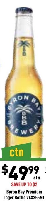 Liquor Legends Byron Bay Premium Lager Bottle 24x355ml offer