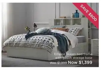 Snooze Empire Queen Bed Frame with Gaslift Storage Base offer