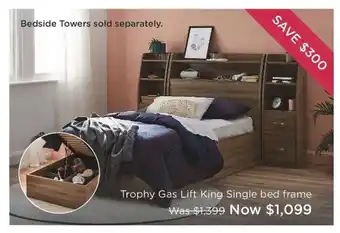 Snooze Trophy Gas Lift King Single Bed Frame offer
