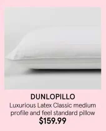 Myer Dunlopillo Luxurious Classic Medium Profile and Feel Standard Pillow offer