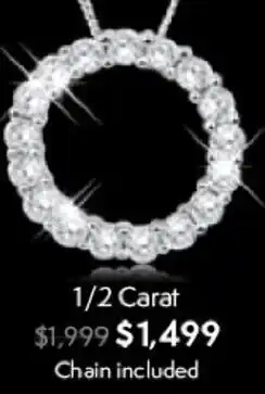 Shiels Flawless Pendant 1/2 Carat Chain Included offer