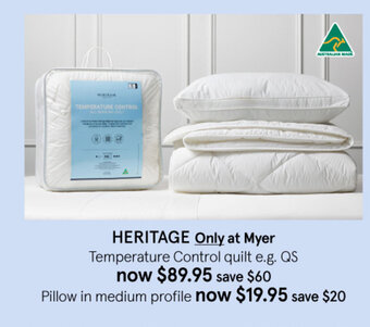 Myer Heritage Temperature Control Quilt offer
