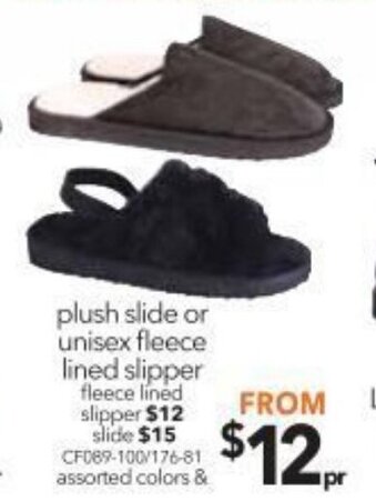 Cheap as Chips Plush Slide or Unisex Fleece Lined Slipper offer