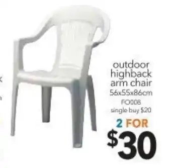 Cheap as Chips Outdoor Highback Arm Chair offer