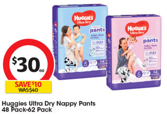 Coles Huggies Ultra Dry Nappy Pants 48 Pack-62 Pack offer