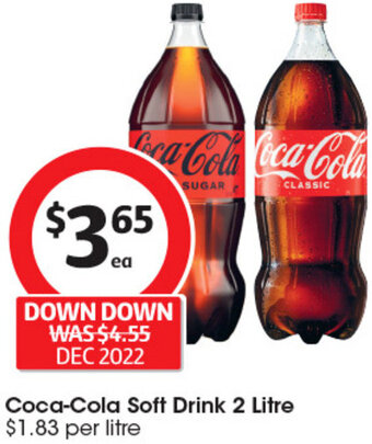 Coles Coca-Cola Soft Drink 2 Litre $1.83 per litre offer