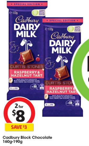 Coles Cadbury Block Chocolate 160g-190g offer