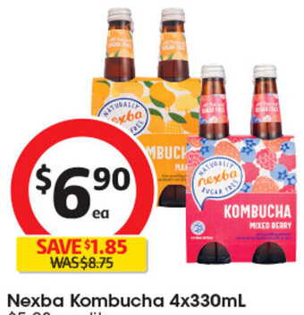 Nexba Kombucha 4x330mL $5.23 per litre