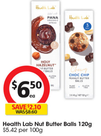 Coles Health Lab Nut Butter Balls 120g $5.42 per 100g offer