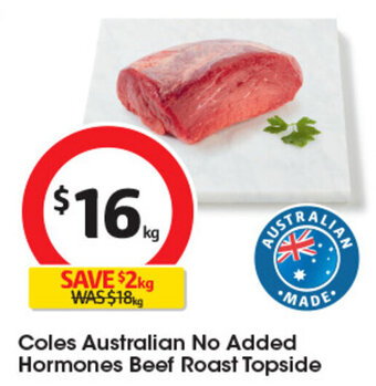 Coles Coles Australian No Added Hormones Beef Roast Topside offer
