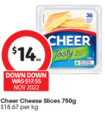 Coles Cheer Cheese Slices 750g $18.67 per kg offer