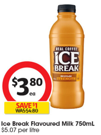Coles Ice Break Flavoured Milk 750mL $5.07 per litre offer