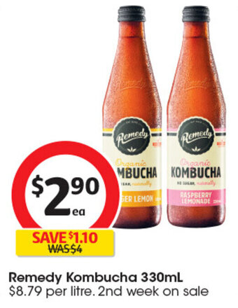 Coles Remedy Kombucha 330mL $8.79 per litre. 2nd week on sale offer
