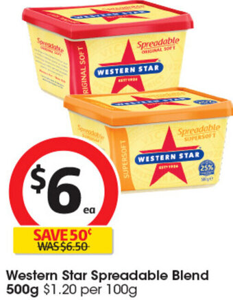 Coles Western Star Spreadable Blend 500g $1.20 per 100g offer