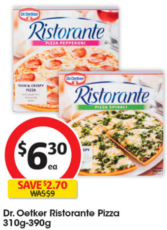 Coles Dr. Oetker Ristorante Pizza 310g-390g offer