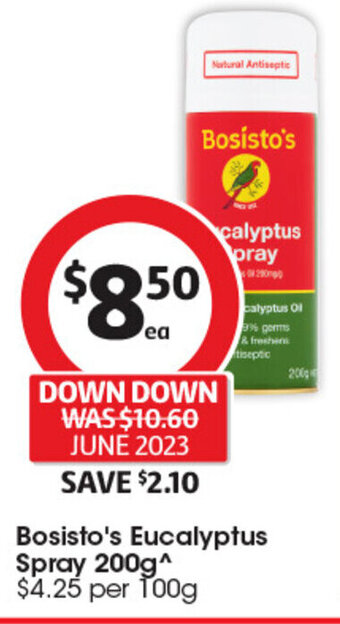 Coles Bosisto's Eucalyptus Spray 200g^ $4.25 per 100g offer