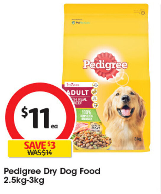 Pedigree Dry Dog Food 2.5kg3kg offer at Coles