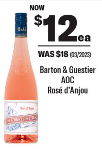 Coles Barton & Guestier AOC Rosé d'Anjou offer