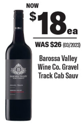 Coles Barossa Valley Wine Co. Gravel Track Cab Sauv offer