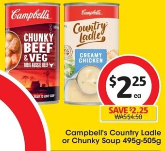 Coles Campbell's Country Ladle or Chunky Soup 495g-505g offer