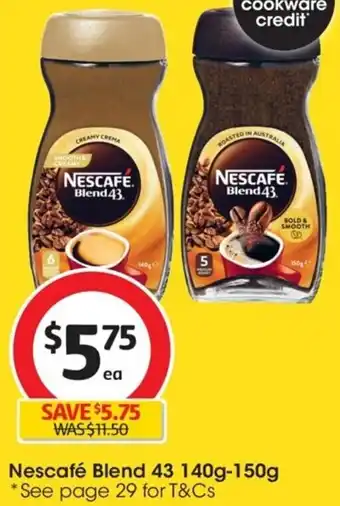 Coles Nescafé Blend 43 140g-150g *See page 29 for T&Cs offer