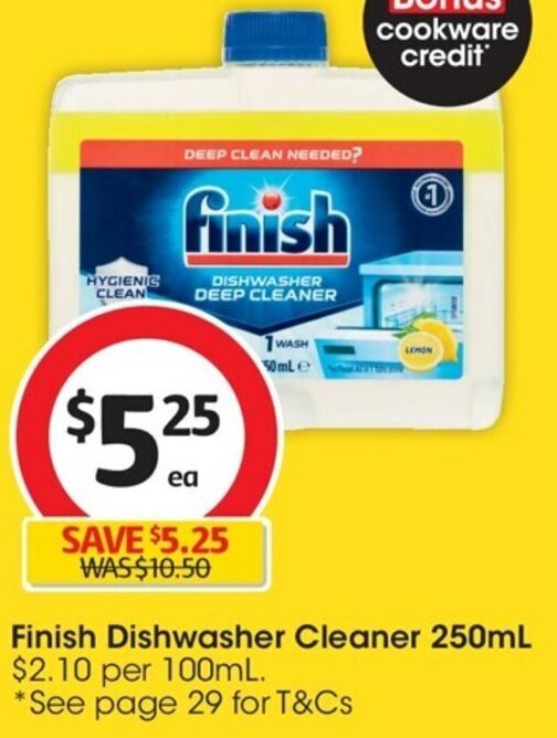 Finish Dishwasher Cleaner 250mL offer at Coles