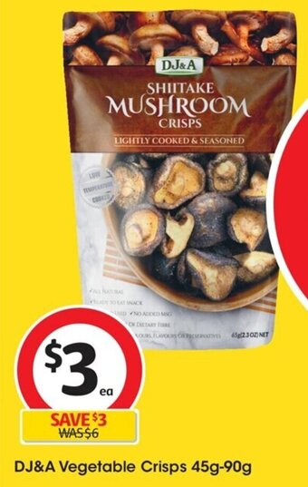 Coles DJ&A Vegetable Crisps 45g-90g offer