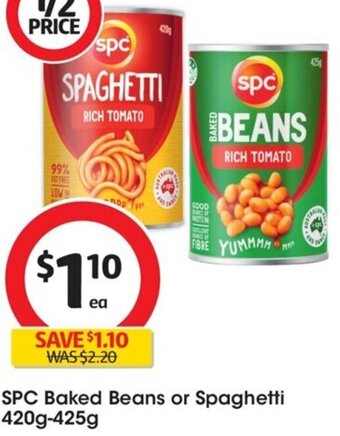 Coles SPC Baked Beans or Spaghetti 420g-425g offer