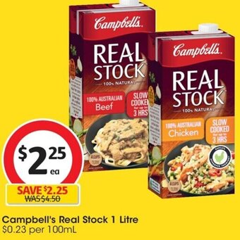 Coles Campbell's Real Stock 1 Litre $0.23 per 100mL offer