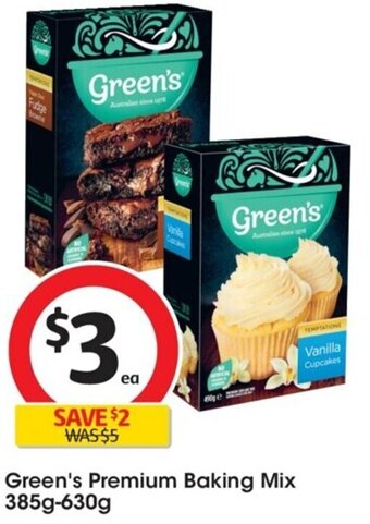Coles Green's Premium Baking Mix 385g-630g offer