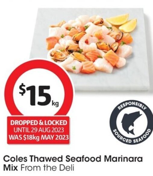 Coles Thawed Seafood Marinara Mix From the Deli offer at Coles