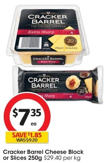 Coles Cracker Barrel Cheese Block or Slices 250g offer