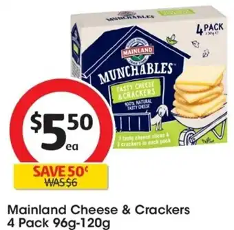 Coles Mainland Cheese & Crackers 4 Pack 96g-120g offer
