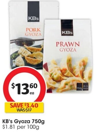 KB's Gyoza 750g $1.81 per 100g