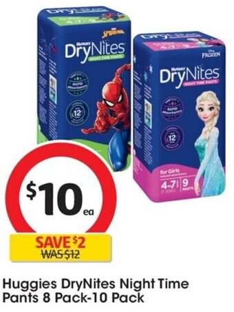 Coles Huggies DryNites Night Time Pants 8 Pack-10 Pack offer