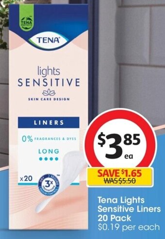 Coles Tena Lights Sensitive Liners 20 Pack offer