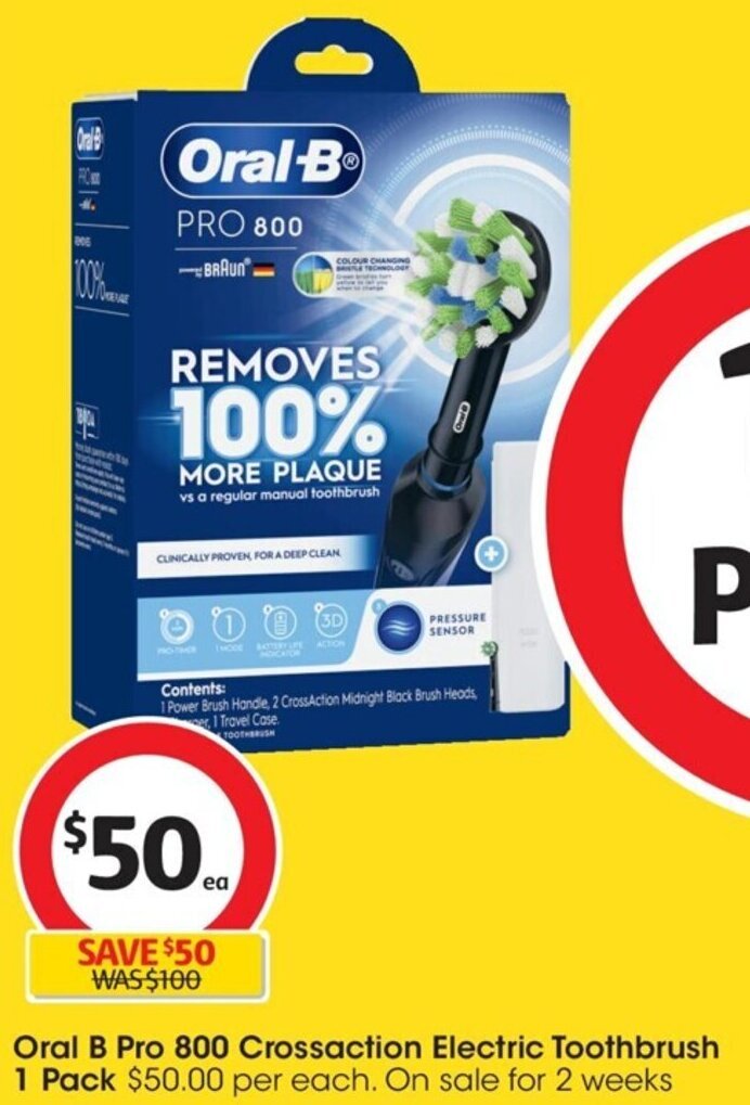 Oral B Pro 800 Crossaction Electric Toothbrush 1 Pack 50 00 Per Each On Sale For 2 Weeks Offer