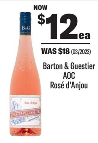 Coles Barton & Guestier AOC Rosé d'Anjou offer