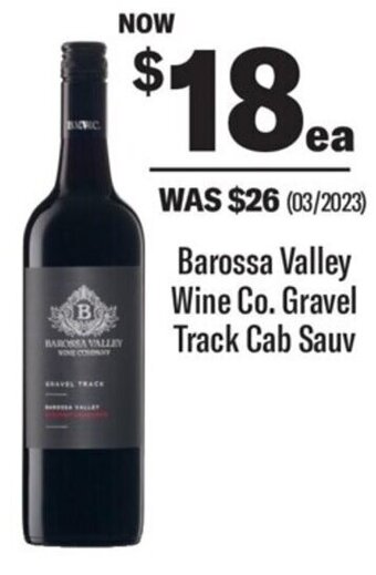 Coles Barossa Valley Wine Co. Gravel Track Cab Sauv offer