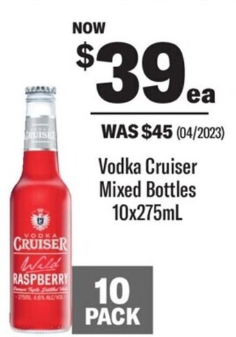 Coles Vodka Cruiser Mixed Bottles 10x275mL offer
