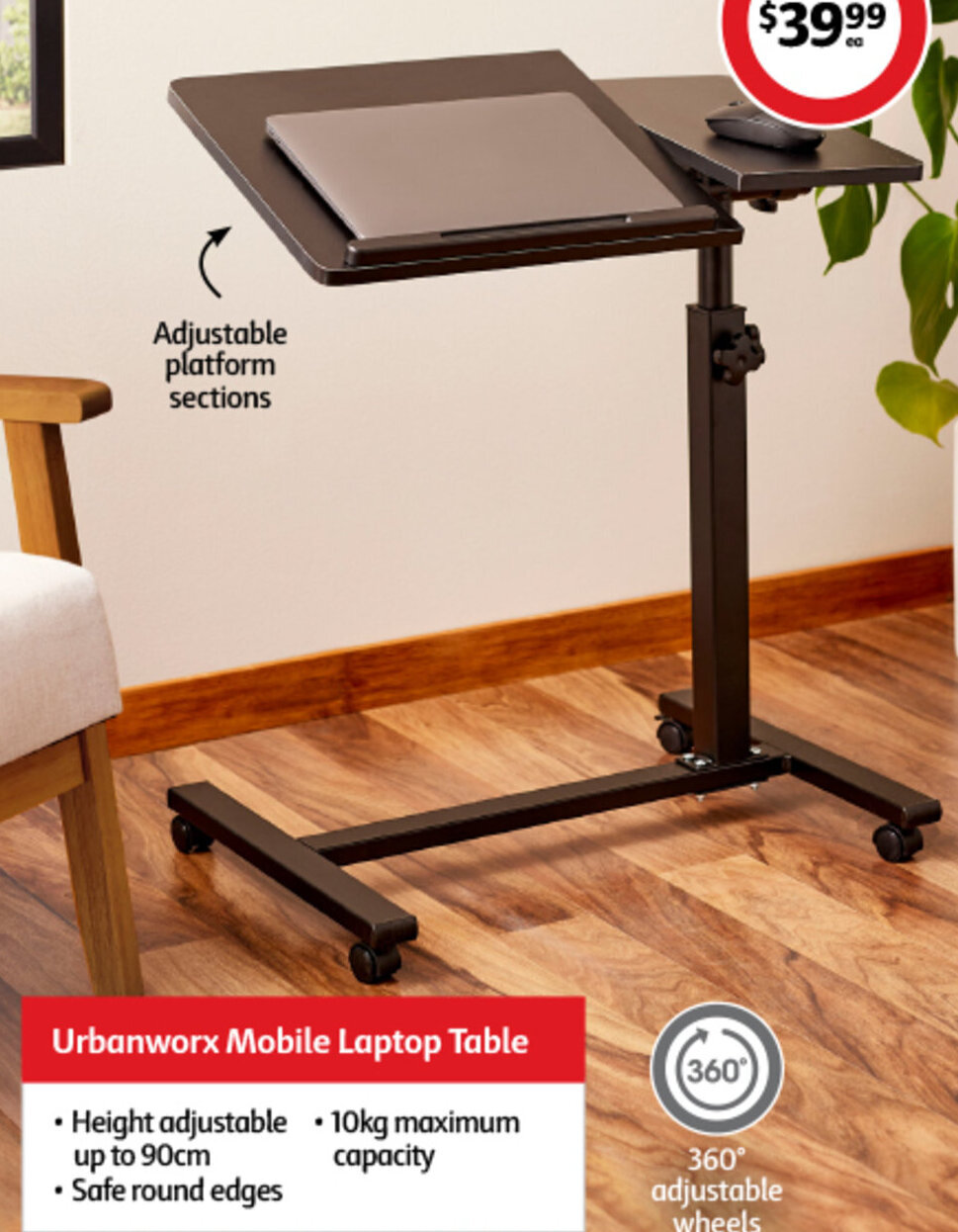 Urbanworx Mobile Laptop Table offer at Coles
